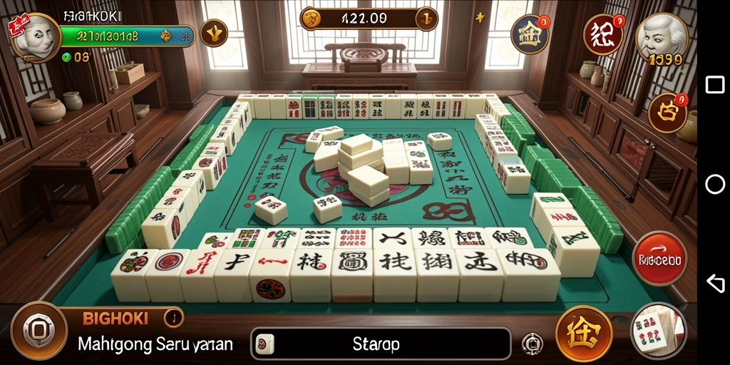 Screenshot gameplay BIGHOKI menampilkan aksi seru Mahjong.
