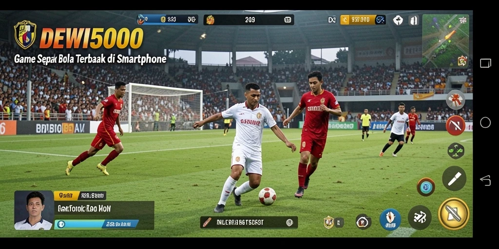 Gameplay seru dalam DEWI5000 yang penuh aksi sepak bola.