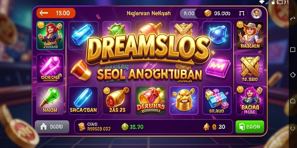 Tampilan gameplay DREAMSLOTS yang menarik dan penuh warna.