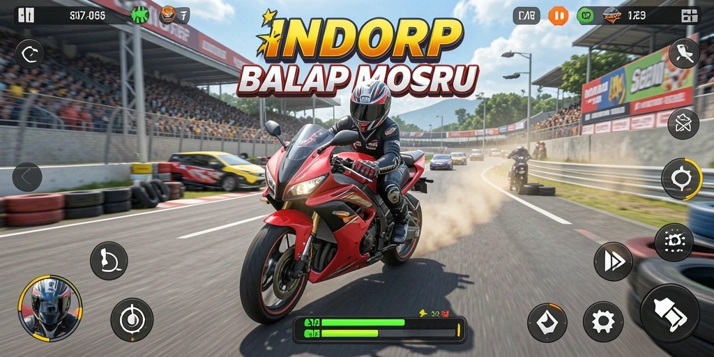 Tampilan menarik dari gameplay balap motor di INDORP.
