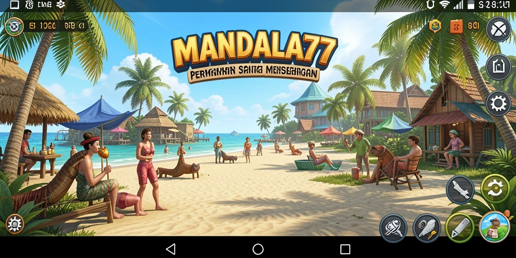 Tampilan gameplay MANDALA77 yang ceria dan menarik.