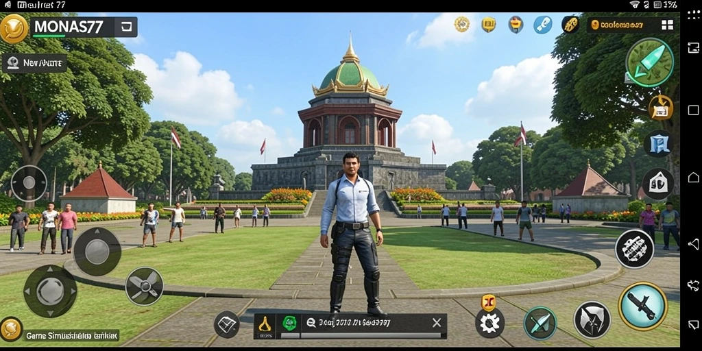 Screenshot utama MONAS77 menampilkan aksi gameplay simulasi yang menarik.