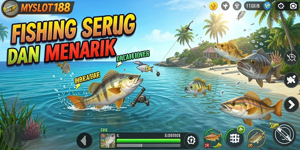 Tampilan gameplay MYSLOT188 yang menakjubkan saat memancing.