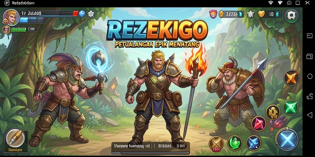 Tampilan gameplay yang menampilkan petualangan seru di REZEKIGO.