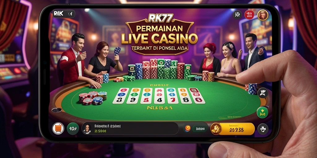 Gambaran gameplay Live Casino yang seru dan interaktif di RK77.