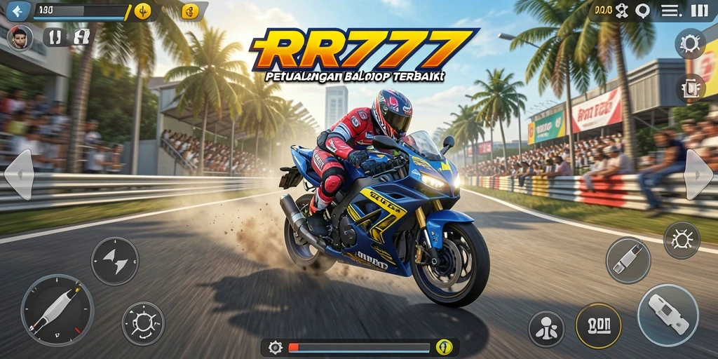 Tampilan menarik dari gameplay balap motor di RR777.