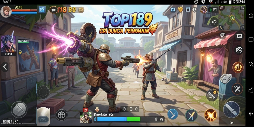 Tampilan utama gameplay TOPI189 dengan pertempuran strategi yang intens.
